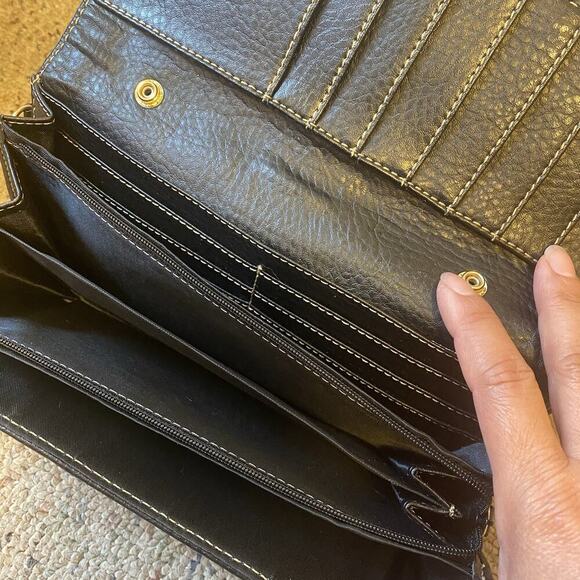 Vintage Etienne Aigner Leather Trim Clutch Wallet Wristlet Purse Signature Logo - Picture 7 of 10